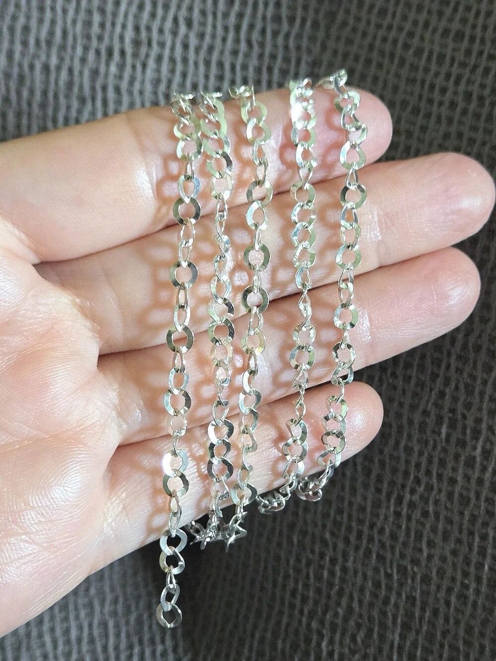 FAS Italy🇮🇹 Silver🤍 Twisted🧬 Flat Circle⭕️ Link Chain⛓️ - NWOT - Picture 15 of 15